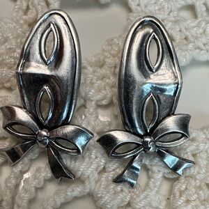 Vintage Sterling Silver Masquerade Mask Earrings with a Bow